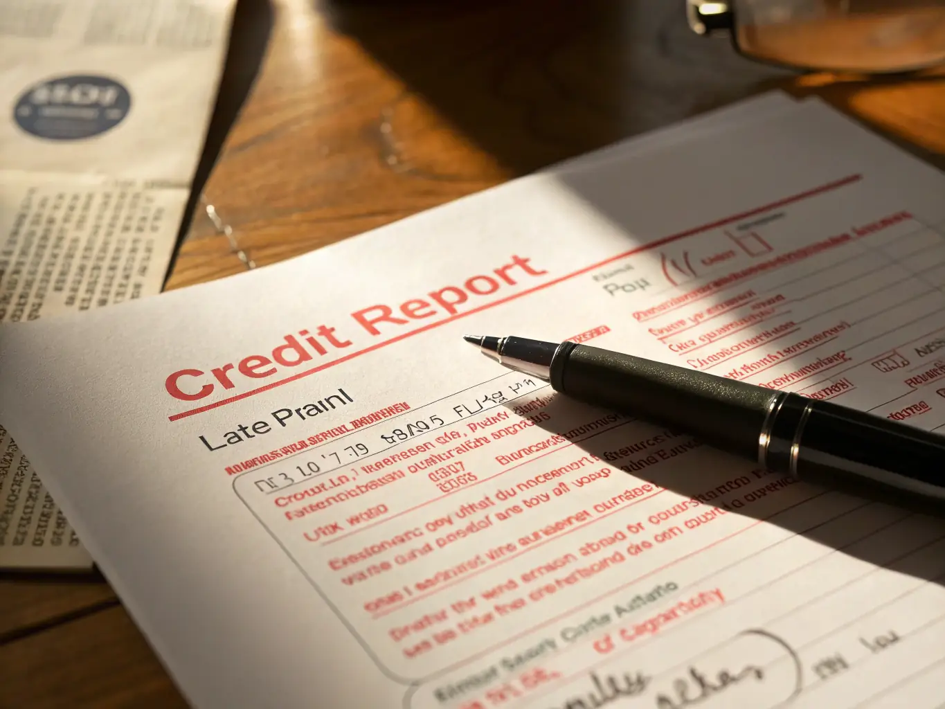 An image showing a credit report with disputed items being marked for review, symbolizing Score Ramp's dispute resolution service.